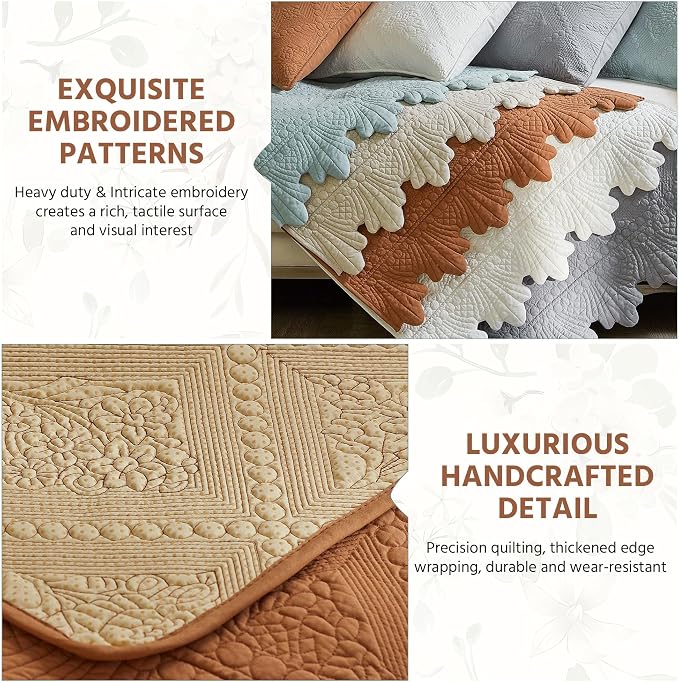 OTOB Cotton Quilted Dog Couch Covers for Sofa Washable Anti Slip, 1 Piece | Burnt Orange, 27.6"x70.9", Rustic Farmhouse Embroidery, All Seasons, Soft Thick, Breathable, Wear-Resistant, Pet Friendly - Image 4