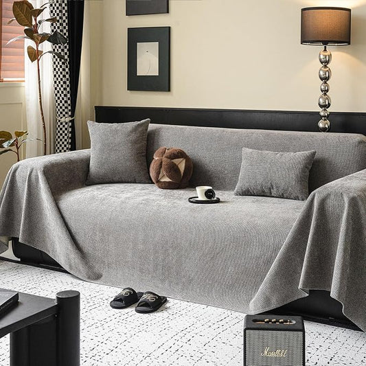 ROOMLIFE Non Slip Waterproof Couch Cover Sofa Covers for 3 Cushion Couch Washable, Furniture Protector Sofa Couch Cover for Dogs, Soft Sofa Slipcover, Couch Throw Blankets (Light Gray71''X150'') by ROOMLIFE