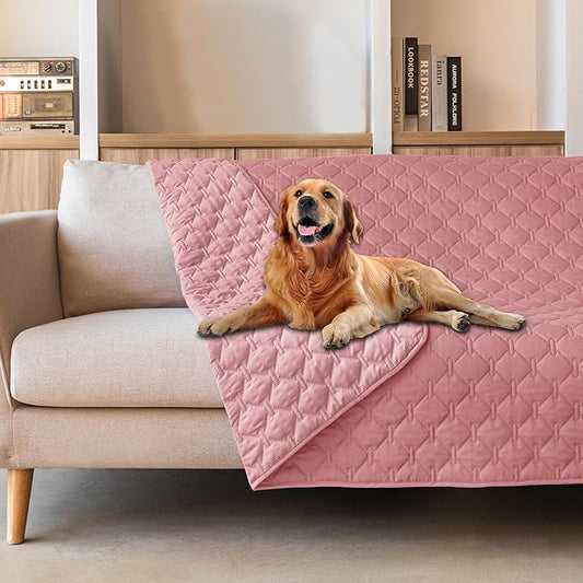 gogobunny 3X Stronger Waterproof Pet Blanket, Scratch Proof Furniture Protector for Dogs Cats, Reversible Cover 52x82 Inch, Dark Pink/Light Pink by gogobunny