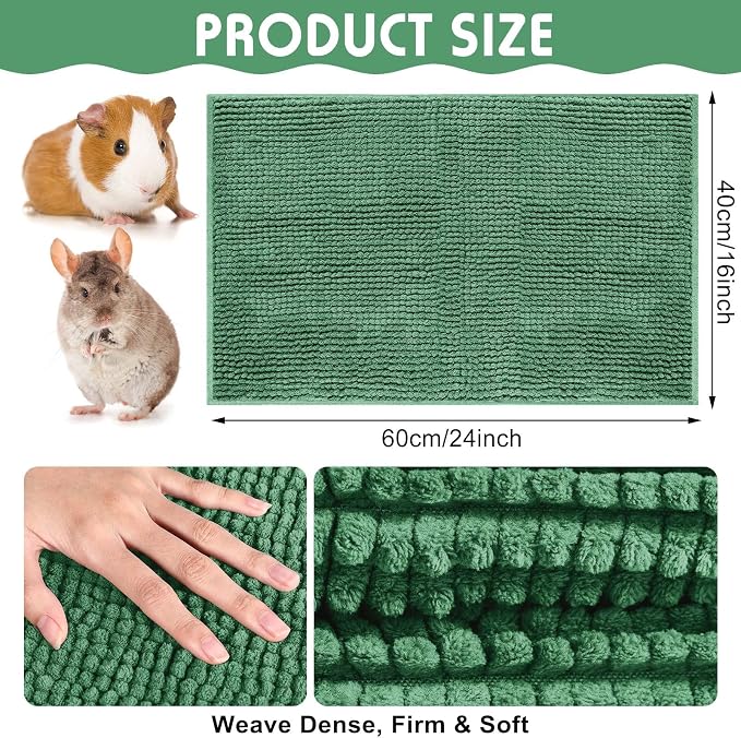 Amylove 4 Pcs Guinea Pig Cage Liner 16 x 24 Inch Washable Chenille Pee Pads Pet Dog Cat Bedding Training Mat Reusable for Small Animals Puppy Bunny Hamster Chinchilla - Image 2