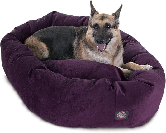 Majestic Pet Villa 52 Inch Shredded Memory Foam Dog Bed for X-Large Sized Dog 52x35x11 Inch–Orthopedic Pet Bed with Removable Washable Cover-Washable X-Large Puppy Mat with Head Support-Aubergine by MajesticPet