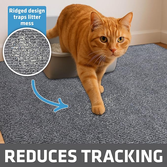Drymate Cat Litter Box Mat, Litter Trapping Mat, Grey, 28x36 XL | Waterproof, Urine-Proof, Absorbent, Machine Washable, Soft on Paws, Contains Mess, Protects Floors, Kitten Supplies, USA Made - Image 2