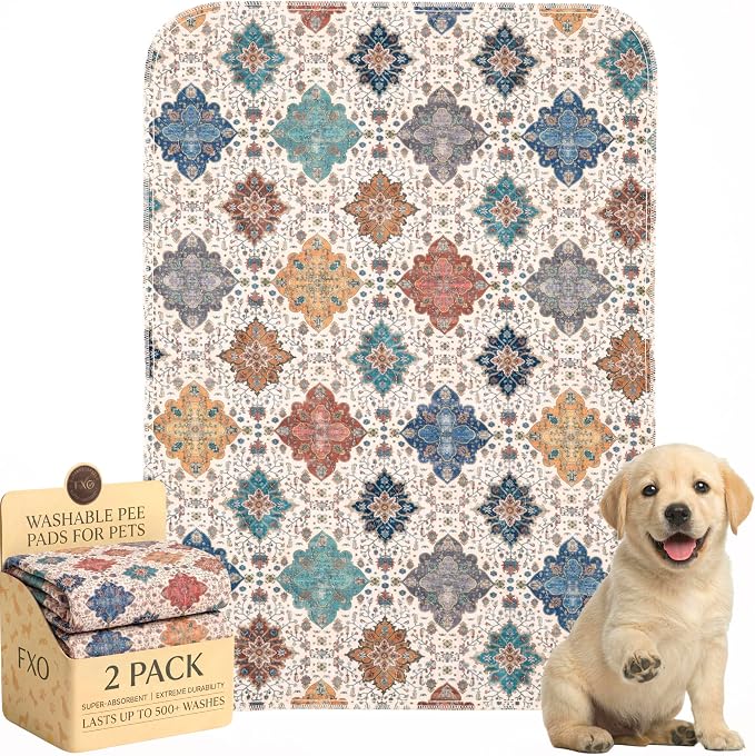 Washable Pee Pads for Dogs,Great Urine Absorbent Reusable Puppy Training Pads,Waterproof,Leak-Proof & Non-Slip Potty Pads for Whelping,Crate,Playpen,Bed.(Colorful Day,18"x24") by Peepads