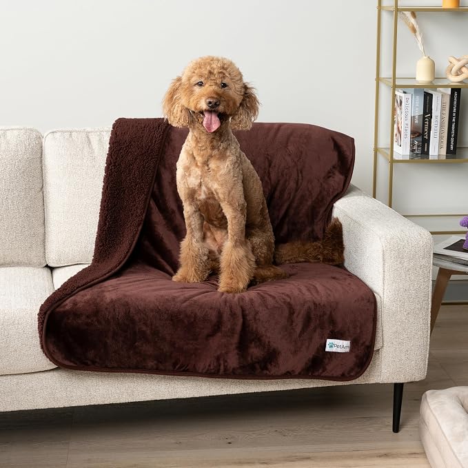 PetAmi Premium Waterproof Dog Blanket for Large Dogs, Reversible Sherpa & Flannel Fleece, Leakproof Pet Throw for Couch Protection, Soft Plush Furniture Protector for Cats, Washable, 60x80 Brown - Image 7
