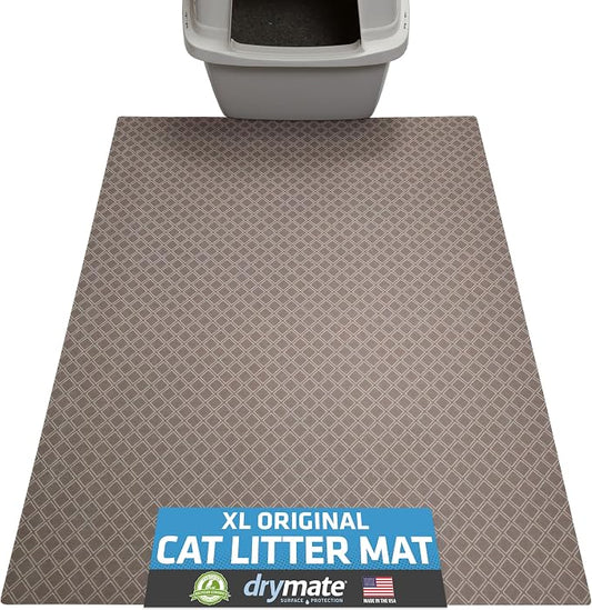 Drymate Cat Litter Box Mat, Litter Trapping Mat, Taupe, 29x36 XL | Waterproof, Urine-Proof, Absorbent, Machine Washable, Soft on Paws, Contains Mess, Protects Floors, Kitten Supplies, USA Made by Drymate