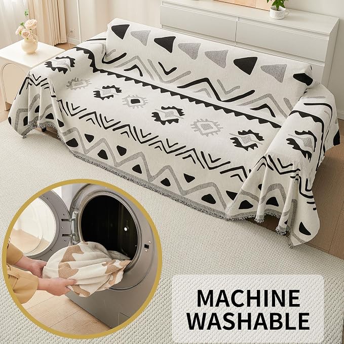 HAOMAIJIA Non Slip Couch Cover Sofa Covers for 3 Cushion Couch Washable sectional Couch Covers for Dogs pet Furniture Protector Couch Cover Blanket for Living Room (My-Black, 71"x134") - Image 7