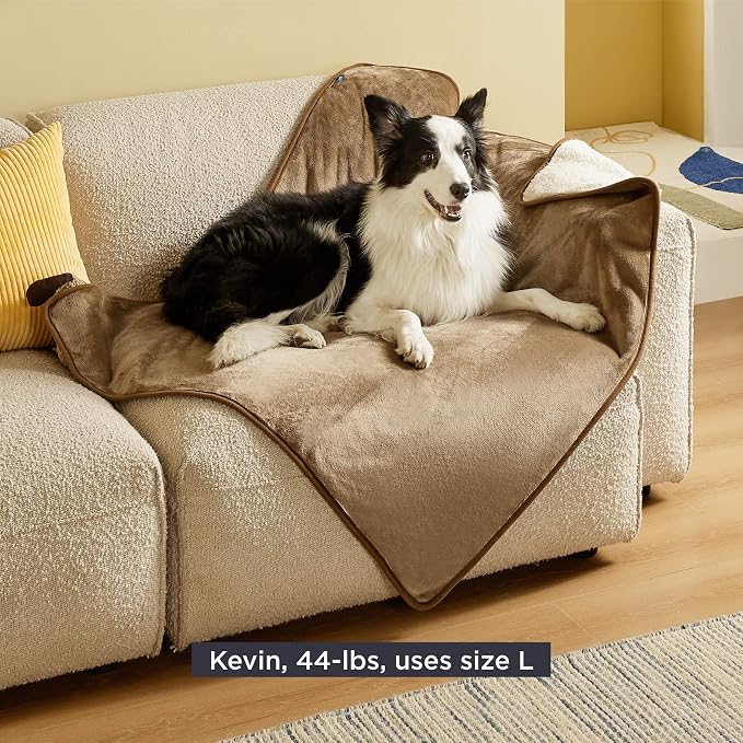Bedsure Waterproof Dog Blankets for Large Dogs Sherpa Fleece Throw, 40X50 | Washable Soft Plush Pet Cat Blanket for Couch Cover, Reversible Cozy Calming Sofa Protector Warm for Senior Dogs,Camel - Image 6