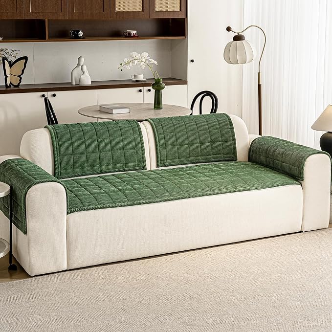 Couch Covers for Dogs Washable, Non Slip Couch Covers for Loveseat Sofa Pet Friendly, Soft Fuzzy Sofa Covers for Pet, Dog Couch Cover Furniture Protector(1PC,Green,27.6"x27.6") - Image 3