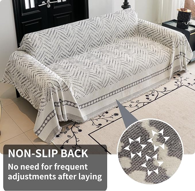 HAOMAIJIA Non Slip Couch Cover Sofa Covers for 2 Cushion Couch Washable sectional Couch Covers for Dogs pet Furniture Protector Couch Cover Blanket for Living Room (MR-Grey, 71"x102") - Image 2