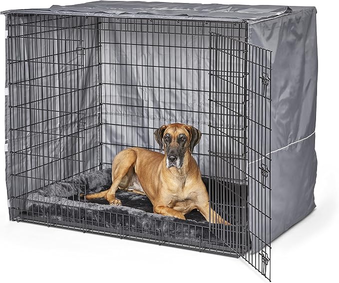 New World Midwest Homes for Pets XXL Dog Crate Cover, Polyester Privacy Kennel Cover Fits Most Giant 54-Inch Crates, Light Gray, Machine Washable, Reduces Barking & Chewing - Image 3