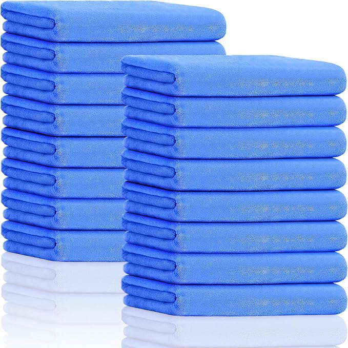 SmoothNovelty 16 Pack Microfiber Bath Towels Bulk 27'' x 60'' Oversized Beach Towel Highly Absorbent Extra Large Soft Drying for Shower Pool Salon Sauna Bathroom Gym Party (Simple,Royal Blue) by SmoothNovelty