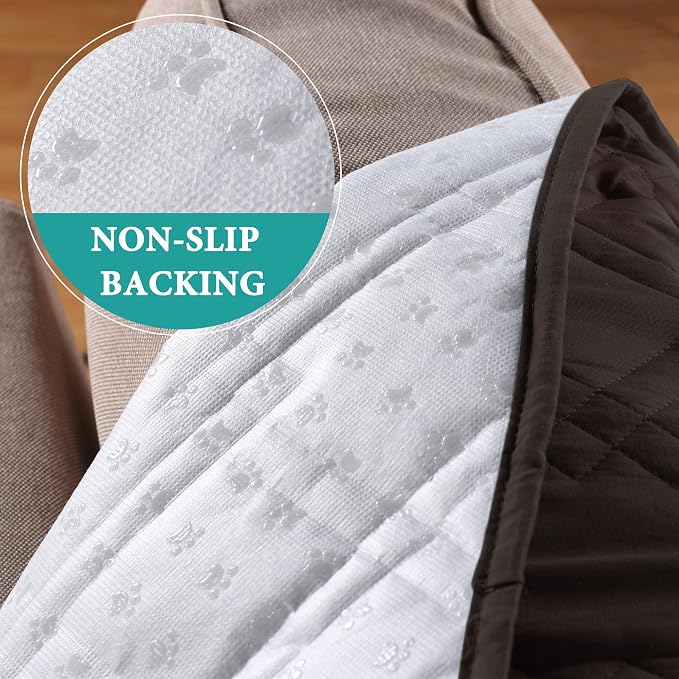 Turquoize 100% Waterproof Couch Covers for Pets Couch Protector Waterproof Non-Slip Loveseat Couch Cover for 2 Cushion Couch Furniture Protector for Pets, Kids, Cats (Loveseat, Brown) - Image 4