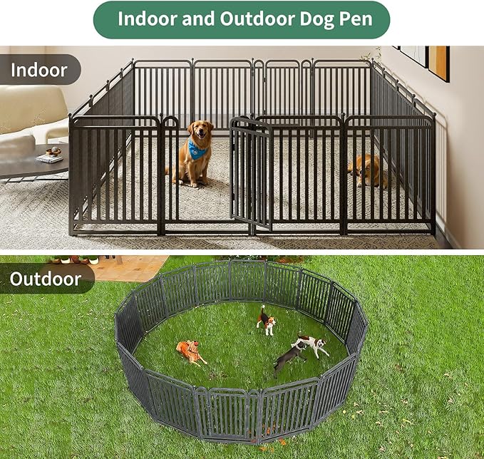 40 Inch Dog Playpen Outdoor, 32 Panels Puppy Playpen Heavy Duty Dog Play Pen Indoors, Rust Resistant Dog Pen for Large/Medium/Small Dogs, Dog Fence for RV Camping
