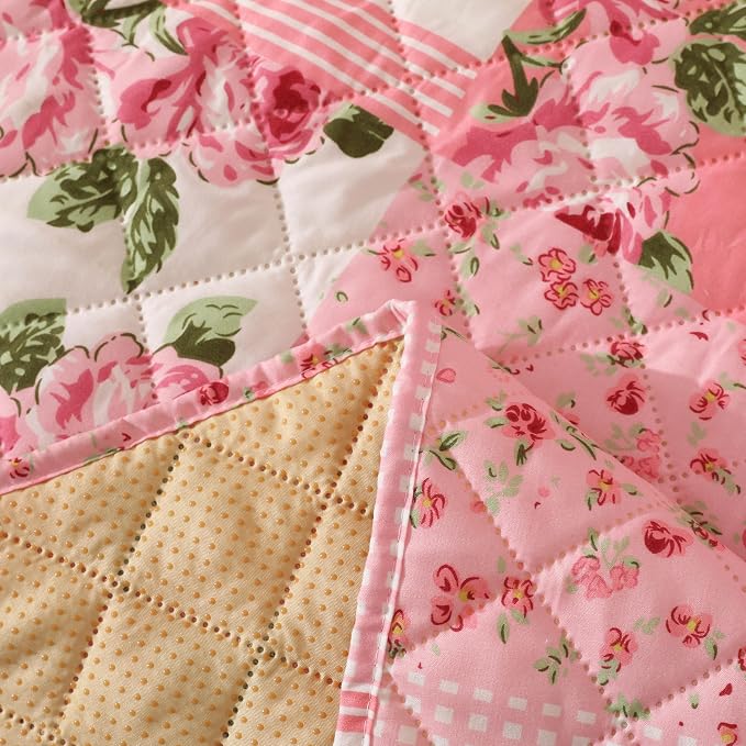 Skidproof Sofa Cover-Floral Sofa Slipcover with Elastic Straps-Easy Fit Slip Cover-Washable Furniture Protector for Pets and Kids(Recliner,Pink) - Image 4