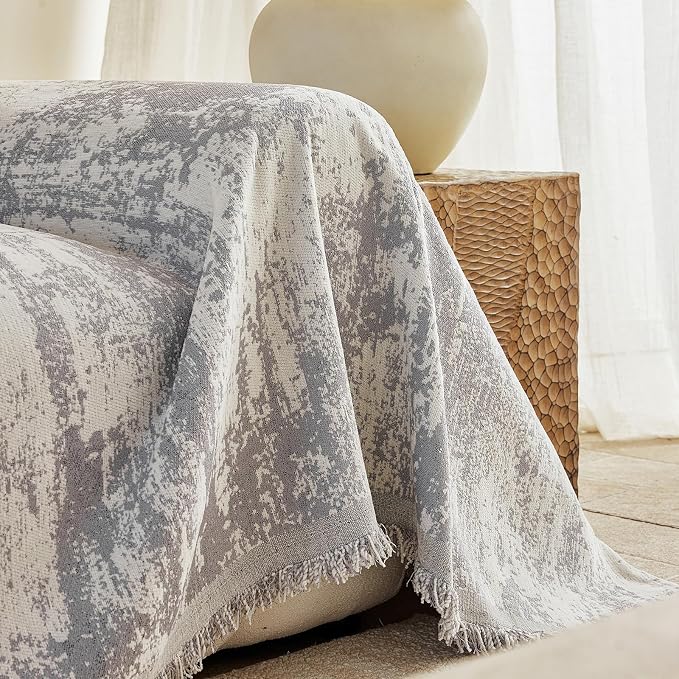 STACYPIK Abstract Geometric Couch Cover for Sectional, Chenille Aesthetics Loveseat Couch Protector for 2 Cushion Couch, Non Slip Gray Jacquard Pet Sofa Covers Washable, Couch Covers Blanket-71X118IN - Image 6