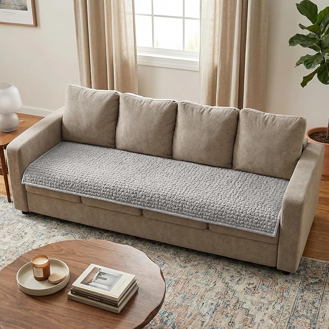 PAULATO BY GA.I.CO. Waterproof Blanket – 24x86” Changing Absorbent Pad for Incontinence – Machine Washable Stain-Resistant Protector for Couch Sofa or Bed – Reusable Waterproof Cover - Light Grey - Image 2