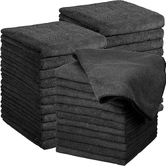 Shimeyao 24 Pack Bleach Proof Towels Microfiber Absorbent Resistant Hair Hand Towels Bulk Quick Dry for Barber Gym Bath Spa Shaving (Black,16 x 29 Inch) by Shimeyao