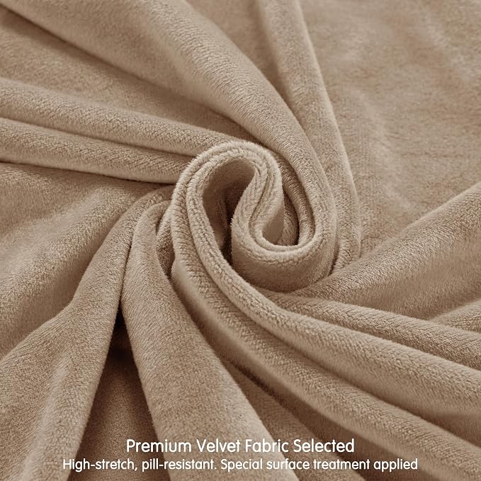 CHUN YI 3 Piece Velvet Couch Covers for 2 Cushion Couch, Water Resistant Loveseat Covers, Non Slip High Stretch Thick Furniture Protector for Dogs Pets, Medium, Camel - Image 4