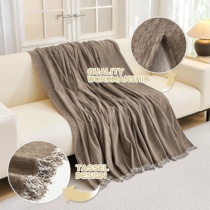 MYSKY HOME Chair Couch Cover Sectional Couch Covers for Pet Sofa Covers Non Slip Soft Couch Sofa Cover, Washable Furniture Protector Sofa Slipcover with Tassel Sofa Throws Living Room, 71"x91", Sand - Image 4