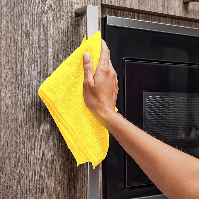 Yellow Microfiber Towels (Value Pack of 36) Size 16" x 16" Large, Highly Absorbent Cleaning Rags, Lint Free Towels, Reusable and Washable, Microfiber Towel for Cars - Image 8