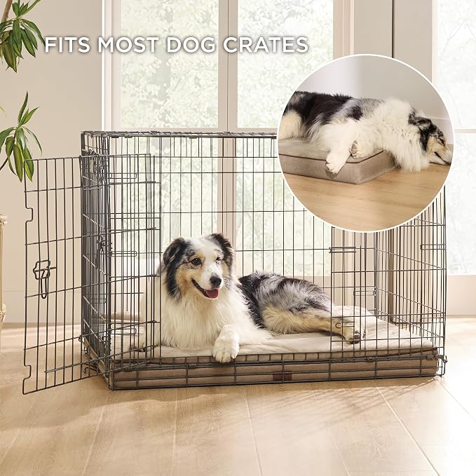 Bedsure Memory Foam XL Dog Bed, Orthopedic Crate Pads, 41x29 | Dual-layer Foam Mat for Optimal Support,Comfy Plush Flannel Fleece Pet Pillow, Removable Washable Cover, Nonslip Bottom，Khaki - Image 5
