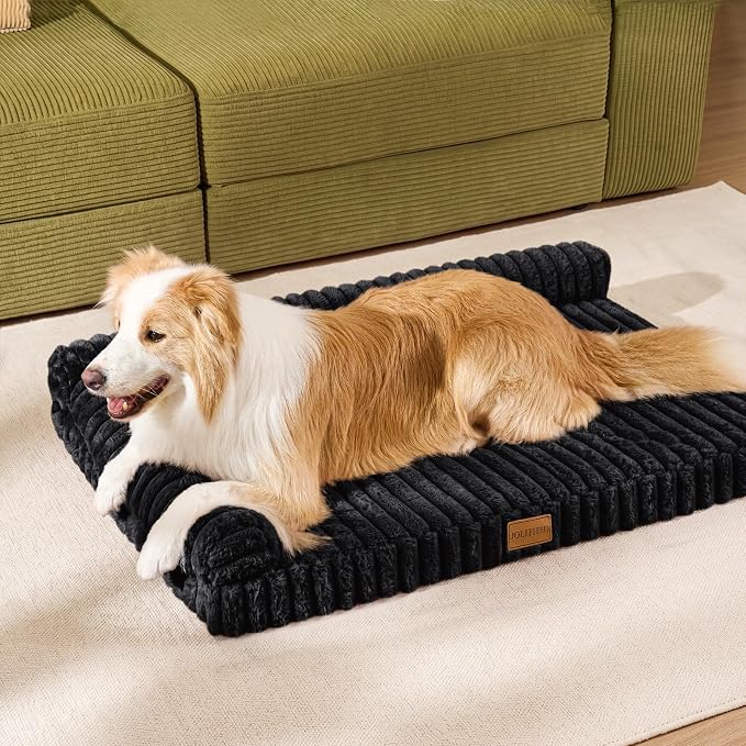 Orthopedic Calming Large Dog Bed Pet Sofa Bed 48''X30'' Black | 2-Sided Pet Couch Large Sized Dog, Soft Egg-Crate Foam Dog Mat, Waterproof Removable Washable Cover, Nonskid Bottom Cat Bed - Image 2