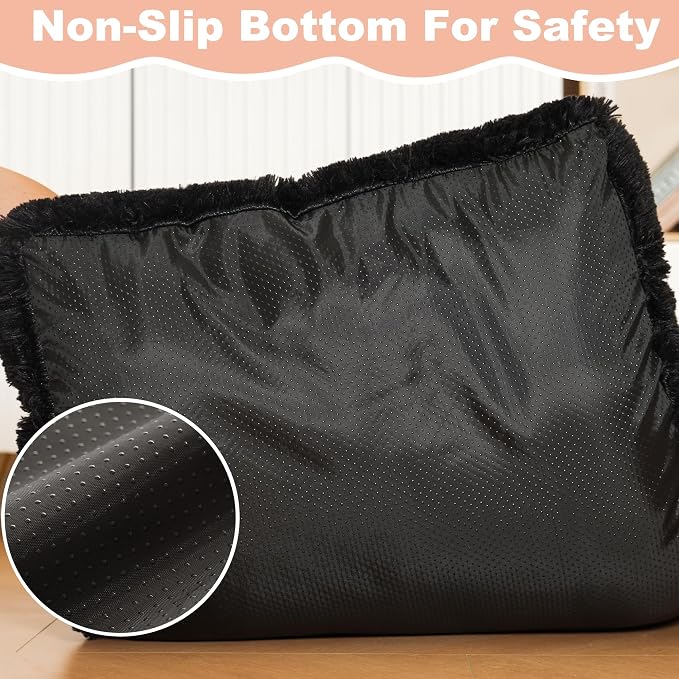 Bedfolks Waterproof Dog Crate Pad, Plush Dog Kennel Bed with Removable Cover, Faux Fur, Washable, 21"x13", Black - Image 6