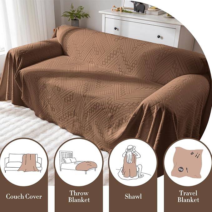 Waterproof Couch Cover, Reversible, Pet-Friendly, Washable and Anti-Slip Couch Covers for Sofa Protection with 3 Cushions, Sofa Slipcovers for Dogs and Cats (71×118in/Brown) - Image 6