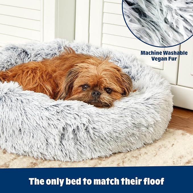 Barkbox Dog Bed, 2-in-1 Memory Foam Donut Cuddler Dog and Cat Bed, Calming Orthopedic Joint Relief Fur Crate Lounger for Pets, Machine Washable + Removable Cover, Waterproof Lining, Includes Toy | Calming Orthopedic Joint Relief Furry Crate Lounger for... - Image 6