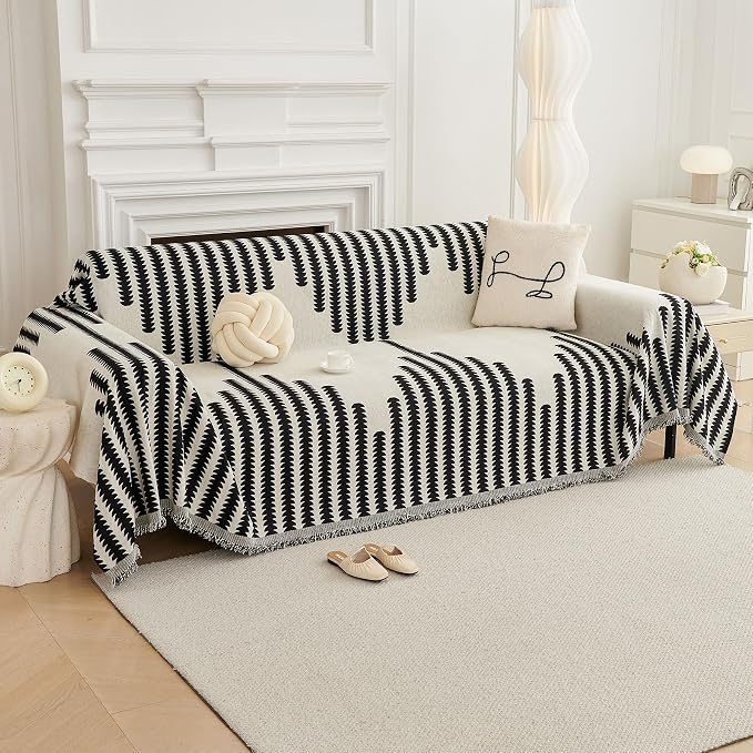 HAOMAIJIA Boho Sofa Covers for 3 Cushion Couch - Pet Friendly Soft Thick Non Slip Cover for Dogs - Washable Sectional L Shape Furniture Protector (Black, 71"x118") - Image 8