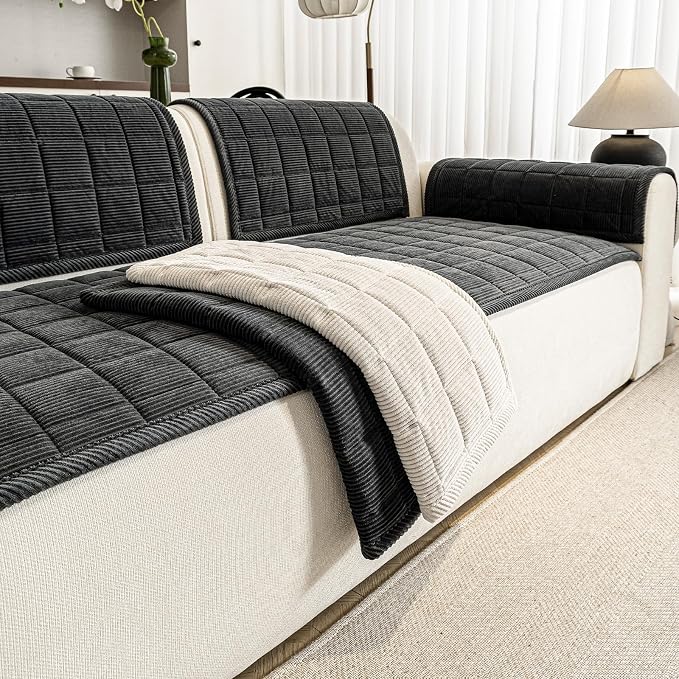 Couch Covers for Dogs Washable, Non Slip Couch Covers for Loveseat Sofa Pet Friendly, Soft Fuzzy Sofa Covers for Pet, Dog Couch Cover Furniture Protector(1PC,Dark Grey,27.6"x94.5") - Image 4