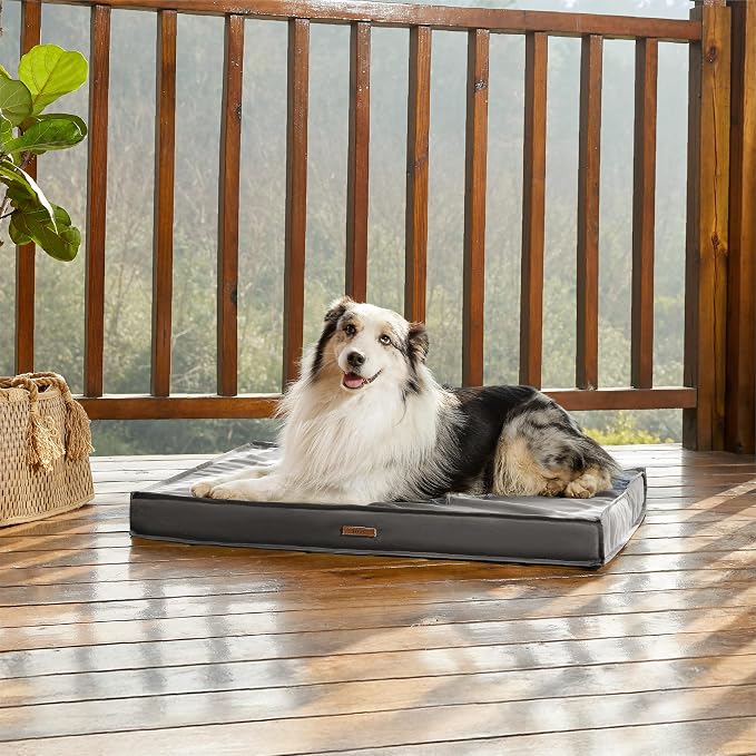 LE SURE Outdoor Waterproof Dog Bed for Large Dogs, Orthopedic Egg Crate Foam Pet Bed with Oxford Fabric Surface and Removable and Durable Cover, Machine Washable, 36''x27'', Grey | Crate Pad for Dogs with Oxford Fabric Surface,Removable Washable Cover,... - Image 5