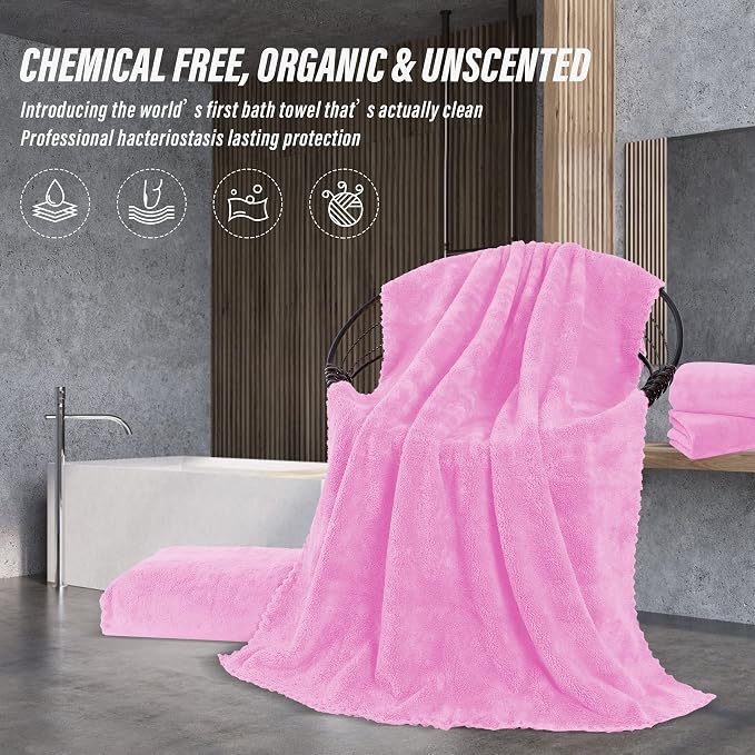 MOONQUEEN 6 Pack Premium Bath Towel Set - Quick Drying - Microfiber Coral Velvet Highly Absorbent Towels - Multipurpose Use as Bath Fitness, Bathroom, Shower, Sports, Yoga Towel (Frozen Berry) - Image 5