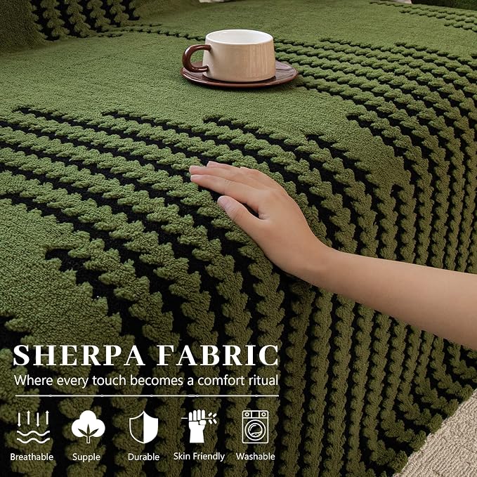 Non Slip Couch Covers for Cushion Sofa, Pet Friendly Washable, Heavy Duty Scratch Resistant Furniture Cover for Dogs, 71" x 91", Green - Image 2