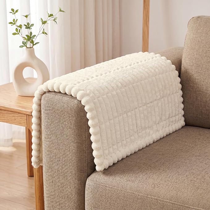 Fixwal Waterproof Flannel Dog Couch Cover, 27.6" x 27.6", White | Integrated TPU Barrier, Non-Slip Backing, Machine Washable, Pet Friendly, Easy Clean Pet Hair, Soft Sofa Cushion Protector by Fixwal