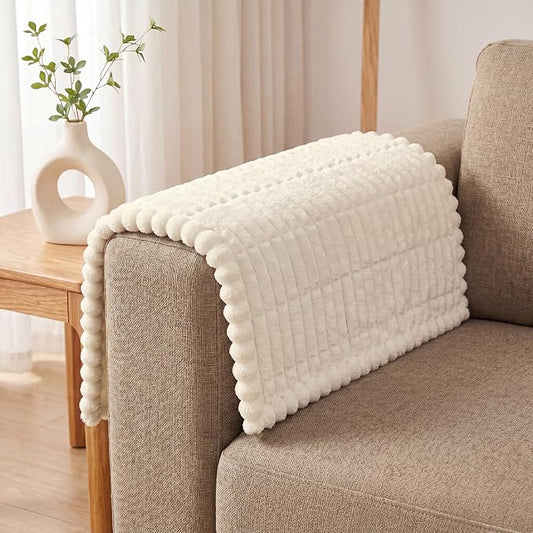 Fixwal Waterproof Flannel Dog Couch Cover, 27.6" x 27.6", White | Integrated TPU Barrier, Non-Slip Backing, Machine Washable, Pet Friendly, Easy Clean Pet Hair, Soft Sofa Cushion Protector by Fixwal