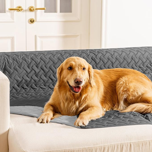 gogobunny 100% Double Sided Waterproof Dog Blanket Soft Pet Bed Cover Reversible Protect Furniture Couch Sofa Car for Puppy Cat Kids (Dark Grey/Light Grey, 30x30 Inch (Pack of 1)) by gogobunny