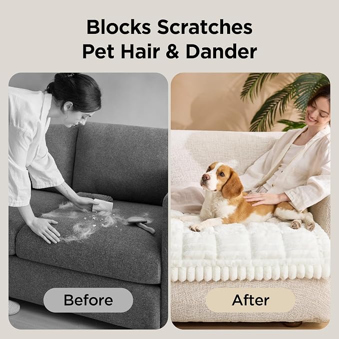 Bedsure Comfyfleece™ Couch Covers for Dogs, Non-Slip Sofa Covers for Pets | 300gsm Thick Quilted Padding, Ultra-Soft Corduroy Flannel, Machine Washable, for Small 3-Seater / Large Loveseat, 70" - Image 4