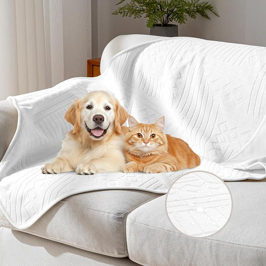 Waterproof Recliner Chair Cover - Washable Double-Sided Velvet and Pattern Reversible Cover for Couch, Bed, Car and Sofa Protection for Dogs (30x40in/White） by YUEANG