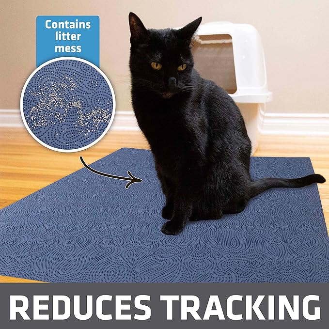 Drymate Cat Litter Box Mat, Litter Trapping Mat, Blue, 29x36 XL | Waterproof, Urine-Proof, Absorbent, Machine Washable, Soft on Paws, Contains Mess, Protects Floors, Kitten Supplies, USA Made - Image 2