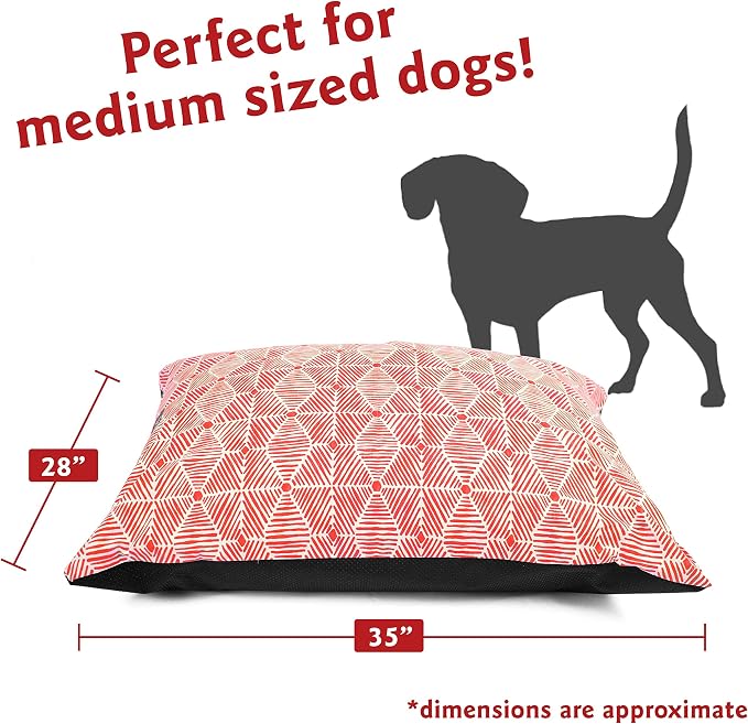 Majestic Pet Rectangle Medium Dog Bed Washable – Non Slip Comfy Pet Bed – Dog Crate Bed Super Value Pillow Dog Bed – Dog Kennel Bed for Sleeping - Dog Bed Medium Breed 35 x 28 Inch – Charlie Salmon - Image 2