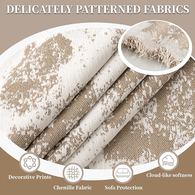 1OO% Waterproof Sectional Couch Covers for Dogs L Shaped Corner Sofa Cover Washable Chenille Sofa Slipcovers Blanket Modern Jacquard Pet Furniture Protector (91"x276", Khaki Flower Shadow) - Image 7
