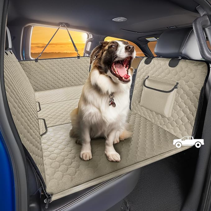 SHARLOVY XL Truck Back Seat Extender for Dogs, Large Hard Bottom Dog Car Seat Cover for Back Seat, Heavy Duty Dog Car Hammock, Waterproof Pet Seat Covers for Trucks, F150, Ram1500 and Large SUV by SHARLOVY