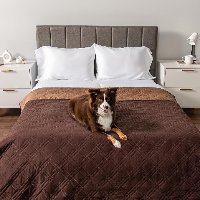 PetAmi Waterproof Couch Cover for Dogs, Non-Slip Leakproof Sofa Furniture Protector for Pet Cat, Machine Washable Bed Blanket for Car Seat, 102x82 Brown - Image 2