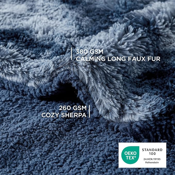 Bedsure Waterproof Dog Blankets for Medium Dogs, Fluffy Faux Fur, 40x50 | Plush Fuzzy Reversible Pet Blankets for Couch and Dog Bed,Soft Calming Throw Cat Blanket Washable, Dog Gift, Tie-dye Navy - Image 3