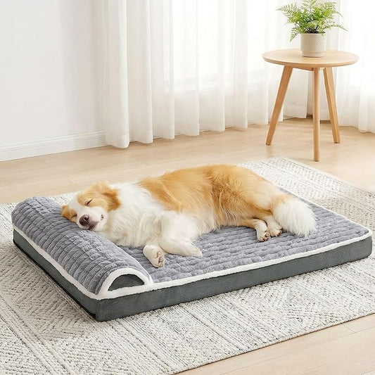 Orthopedic Large Dog Bed Pillow Pet Sofa Bed 48''X30'' Grey | Egg-Crate Foam Pet Couch Large Sized Dog, Waterproof Removable Washable Cover,Furry Puppy Crate Mat With Nonskid Bottom by Unknown