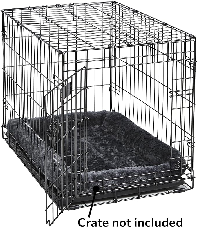 MidWest Homes for Pets QuietTime Dog Bed - Gray Faux Fur Bolster, Ultra-Soft and Machine Washable, Fits 42-Inch Crates and Carriers, for Large Breed Dogs - Image 3