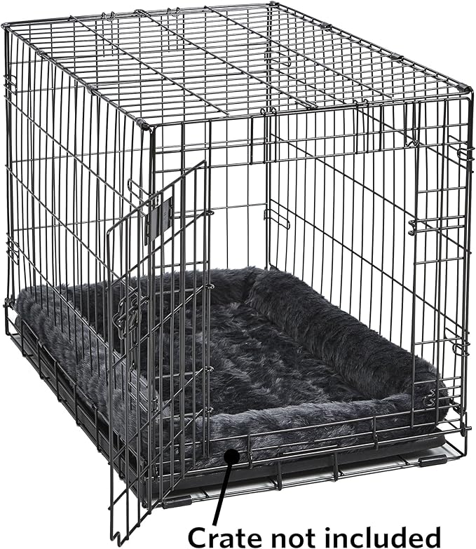 MidWest Homes for Pets QuietTime Dog Bed - Gray Faux Fur Bolster, Ultra-Soft and Machine Washable, Fits 48-Inch Crates and Carriers, for Extra-Large Breed Dogs - Image 3
