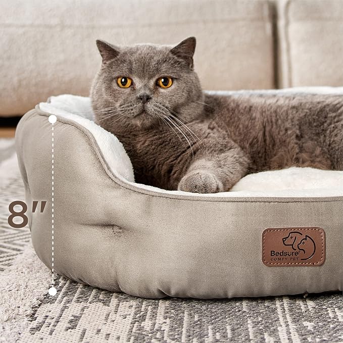Bedsure Small Dog Bed Washable,Round Cat Beds for Indoor Cats,25in Camel | Soft Plush Pet Bed,Dog Beds for Small Dogs for Puppy and Kittens,Anti-Slip Bottom,Easy to Clean - Image 3