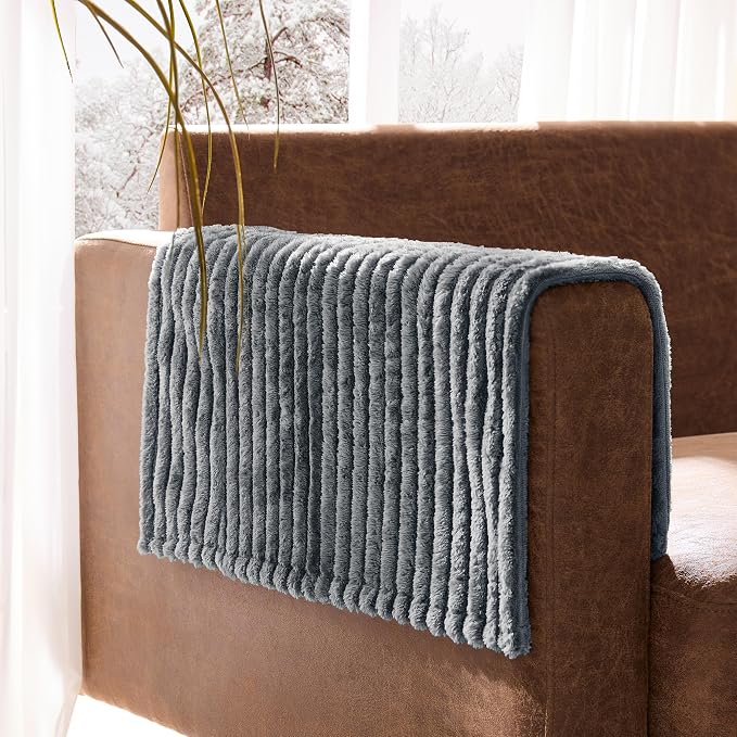 100% Waterproof Couch Arm Covers 2pcs, Fuzzy Chair Arm Covers Thick Soft Recliner Chair Armrest Protectors, Non-Slip Couch Armrest Cover Pet mats for Sofa (Titanium Gray, 22" x 22" 2 Pack) by Meider